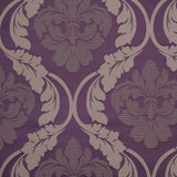 Plum Wine Floral Damask-Pattern Satin Jacquard