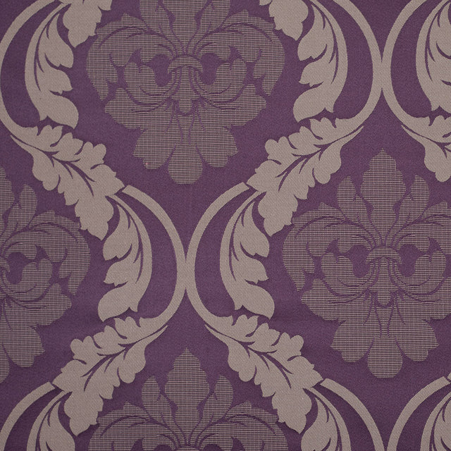 Plum Wine Floral Damask-Pattern Satin Jacquard