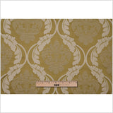 Golden Green Floral Damask-Pattern Satin Jacquard
