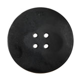 Plastic 4-Hole Button Made in Italy - 54L/34mm - Black and Ivory Striations Dish Shaped