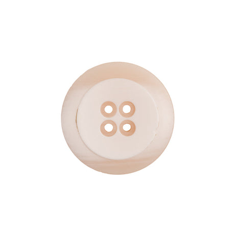 Plastic 4-Hole Button Made in Italy - 28L/18mm - Ivory Striations Dish Shaped