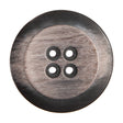 Plastic 4-Hole Button Made in Italy - 54L/34mm - Taupe and Dark Brown Striations Dish Shaped