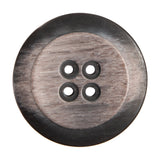 Plastic 4-Hole Button Made in Italy - 54L/34mm - Taupe and Dark Brown Striations Dish Shaped