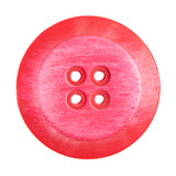 Plastic 4-Hole Button Made in Italy - 54L/34mm - Red and Pink Striations Dish Shaped