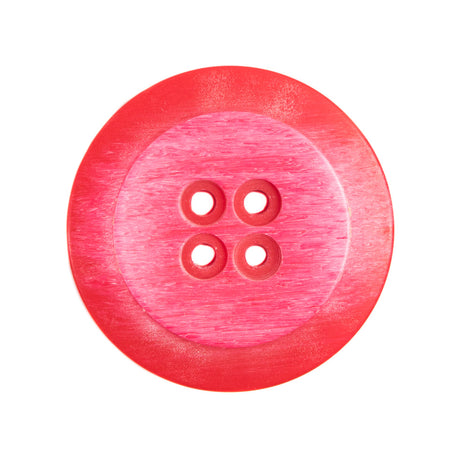 Plastic 4-Hole Button Made in Italy - 44L/28mm - Red and Pink Striations Dish Shaped