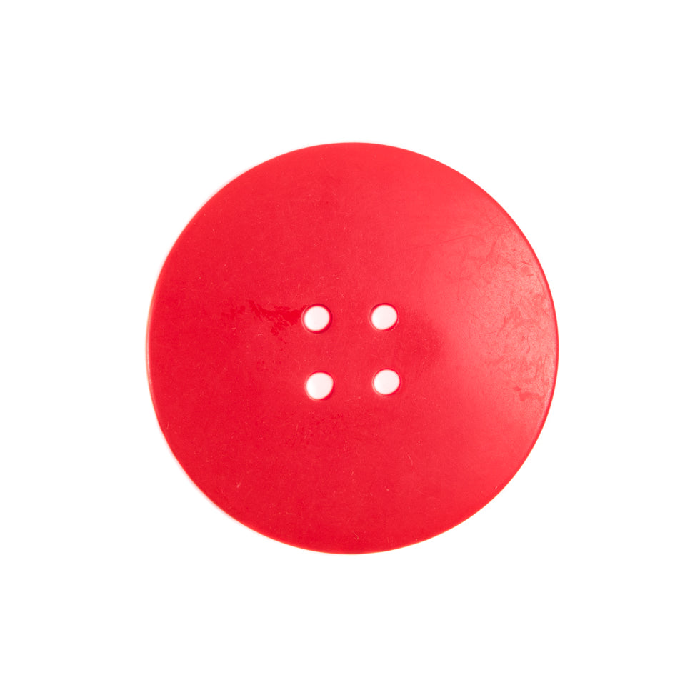 Plastic 4-Hole Button Made in Italy - 36L/23mm - Red and Pink Striations Dish Shaped