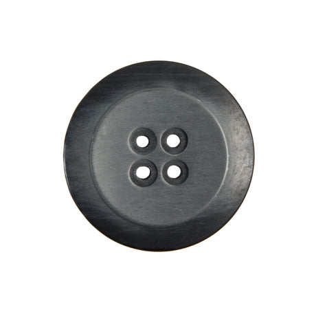 Plastic 4-Hole Button Made in Italy - 36L/23mm - Black Striations Dish Shaped