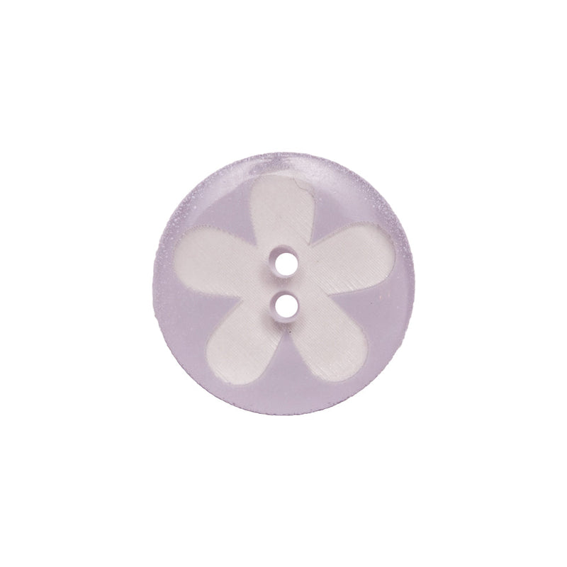 Italian Purple Floral Plastic Button - 24L/15mm