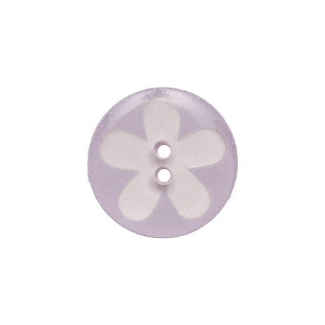 Italian Purple Floral Plastic Button - 24L/15mm