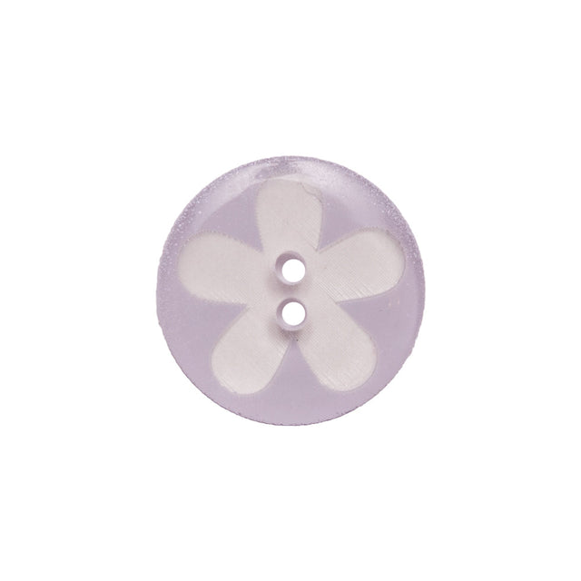 Italian Purple Floral Plastic Button - 24L/15mm