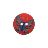 Italian Orange Butterfly Plastic Button - 24L/15mm