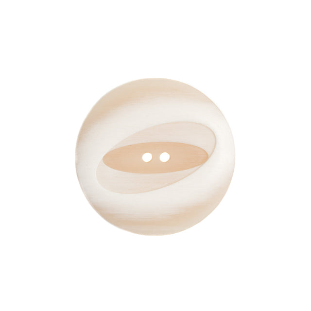 Plastic 2-Hole Button Made in Italy - 36L/23mm - Ivory Woodgrain with Ovals