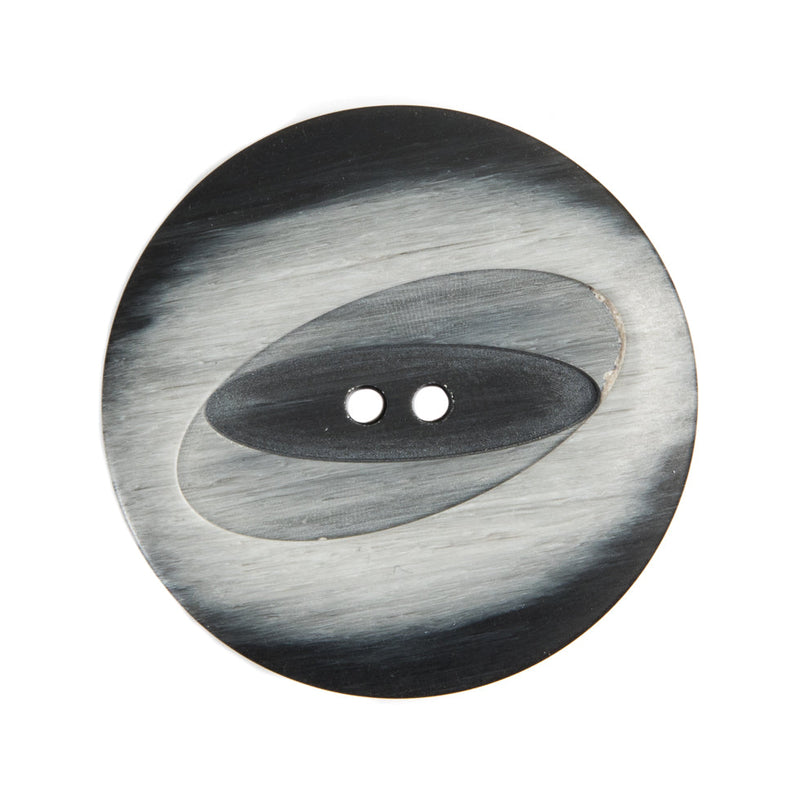 Italian Black and Silver 2-Hole Plastic Button - 44L/28mm