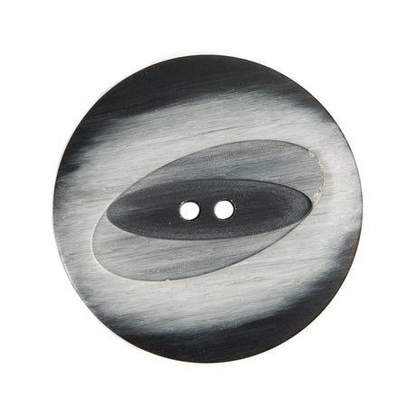 Italian Black and Silver 2-Hole Plastic Button - 44L/28mm