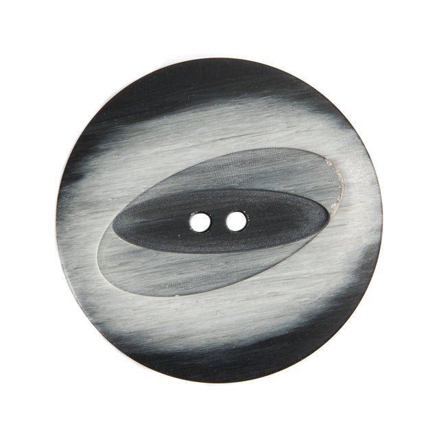 Italian Black and Silver 2-Hole Plastic Button - 44L/28mm