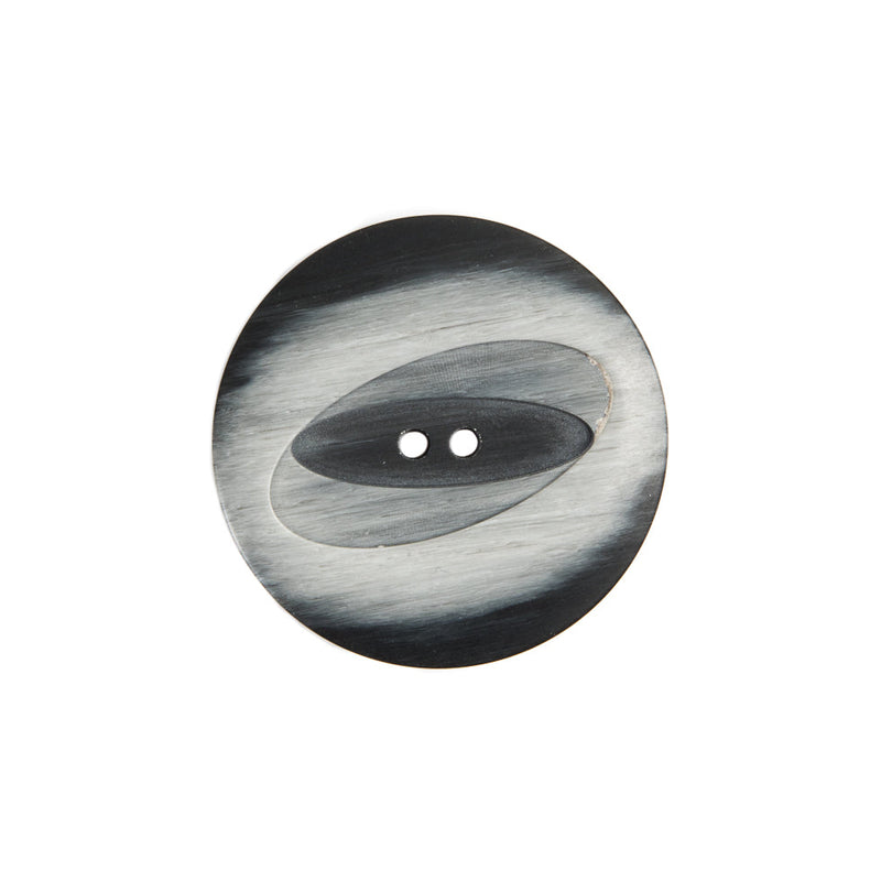 Italian Black/Silver Plastic Button - 36L/23mm