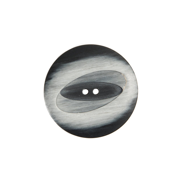 Italian Black/Silver Plastic Button - 36L/23mm