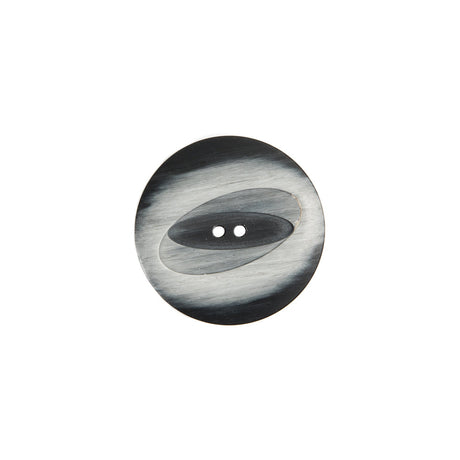 Italian Black and Silver 2-Hole Plastic Button - 28L/18mm