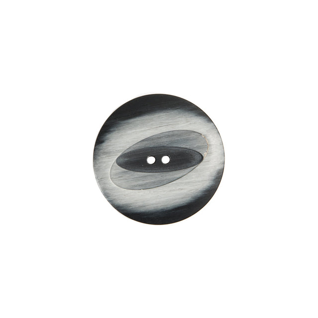 Italian Black and Silver 2-Hole Plastic Button - 28L/18mm