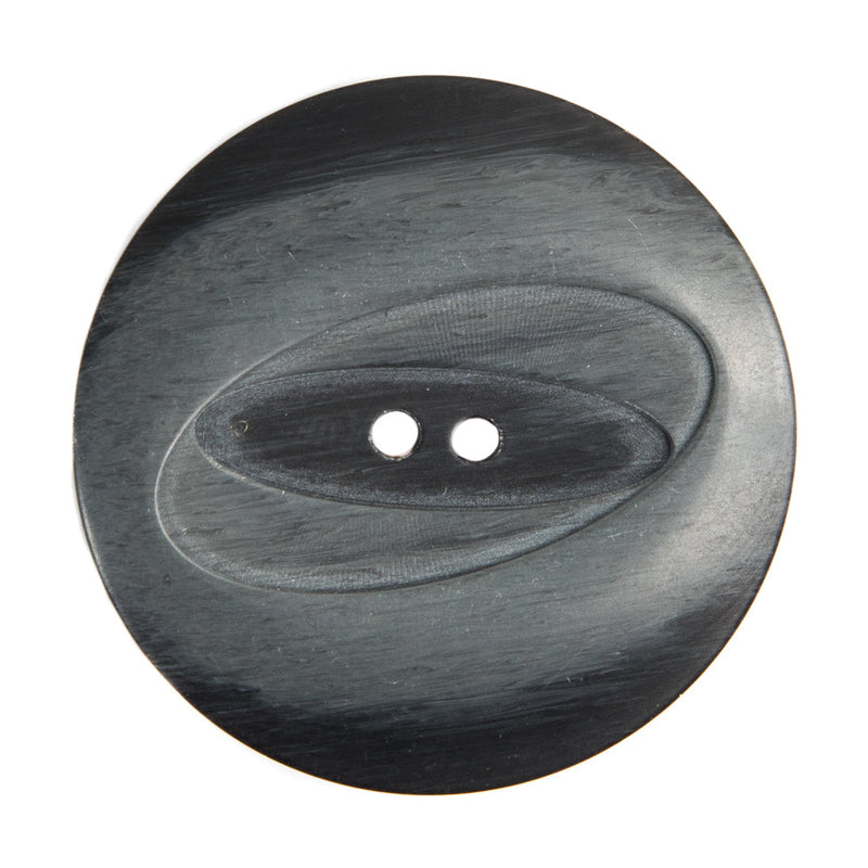 Plastic 2-Hole Button Made in Italy - 54L/34mm - Black and Gray Woodgrain with Ovals