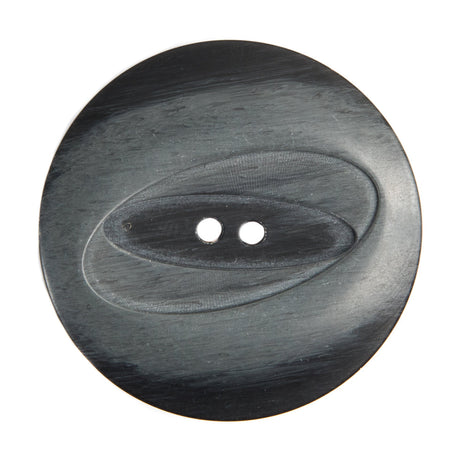 Plastic 2-Hole Button Made in Italy - 54L/34mm - Black and Gray Woodgrain with Ovals