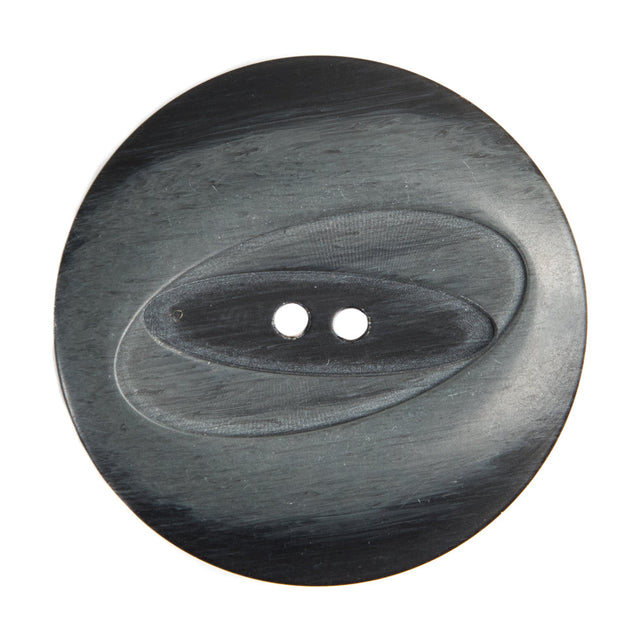 Plastic 2-Hole Button Made in Italy - 54L/34mm - Black and Gray Woodgrain with Ovals