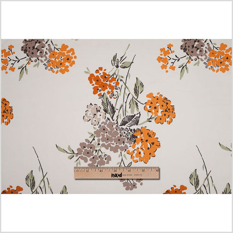 Fawn Illustrated Flowers Cotton Woven