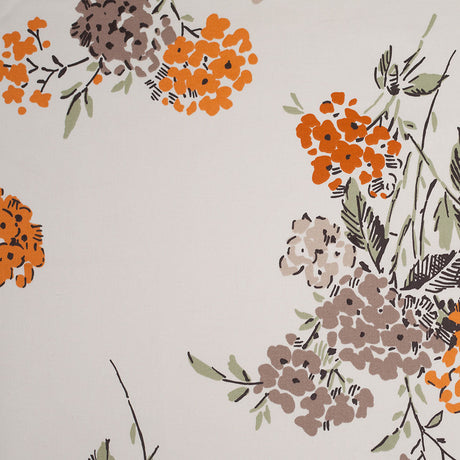 Fawn Illustrated Flowers Cotton Woven