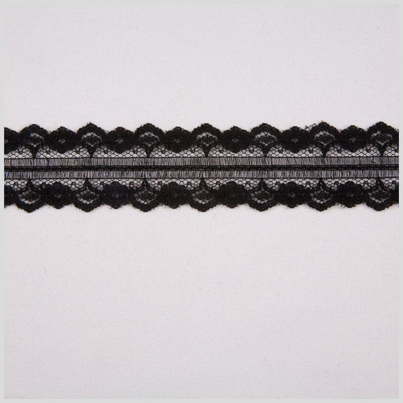 1.125" Black Raschel Lace