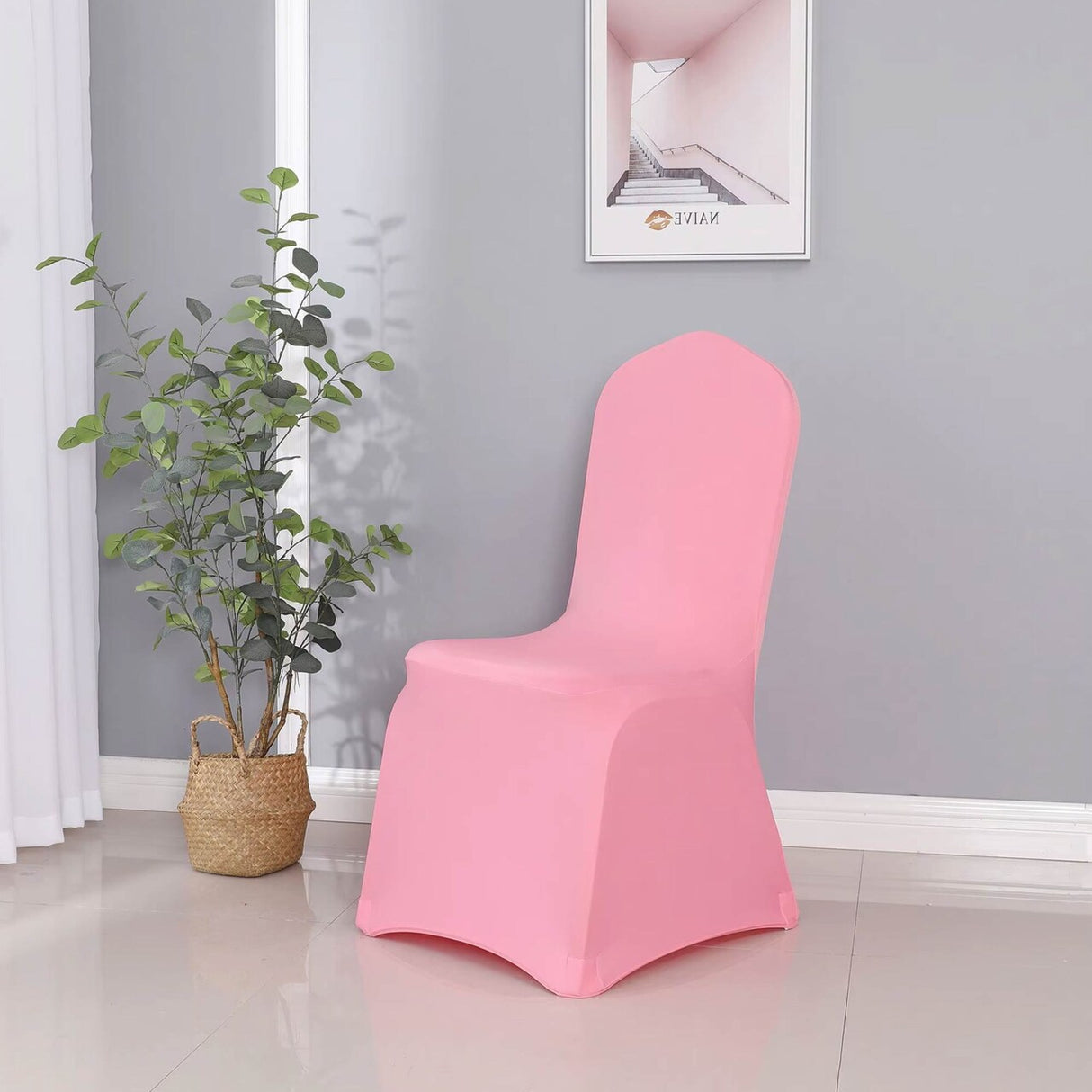 Pink Spandex Banquet Chair Cover with Stretch Fit for Weddings and Celebrations