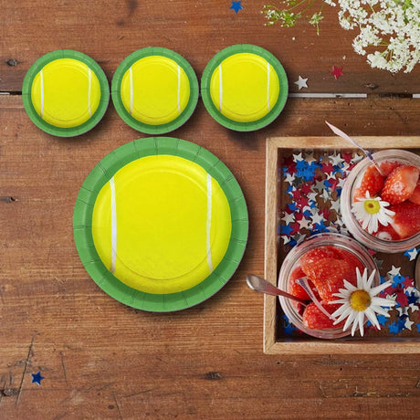 Havercamp Tennis Ball 7" Round Dessert Plates 24 Count Eco Friendly Party Plates