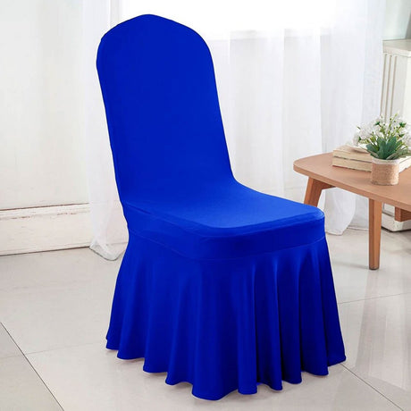 Royal Blue Spandex Skirt Banquet Chair Cover for Weddings and Formal Events