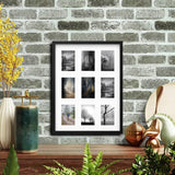 Black 9-Photo Frame, 18x24" Versatile Display with Mount & Safe Plastic Front Protection