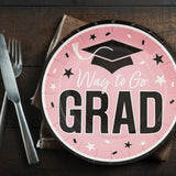 25 Count Pink Graduation Dessert Plates Disposable Party Essentials for Grads 7 1/4 Inch
