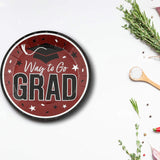 25 Count Burgundy Way to Go Grad Dessert Plates Paper Celebrations for Grad Parties 7 1/4 Inch