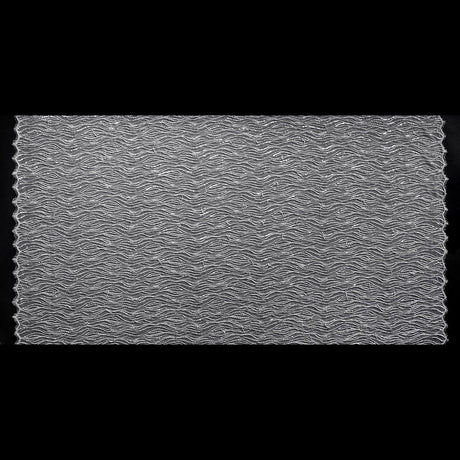 Beaded and Sequined Lace with Scallop Edge - Silver Abstract