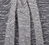 Beaded and Sequined Lace with Scallop Edge - Silver Abstract