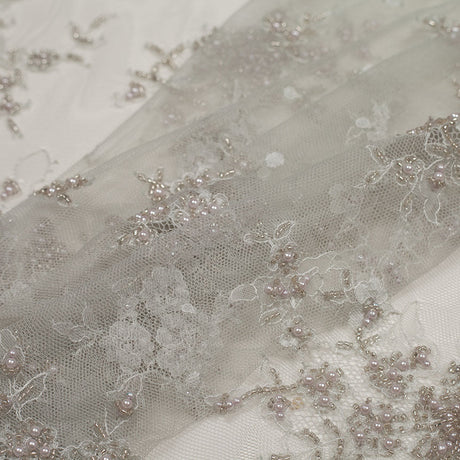 Beaded Lace - Silver Floral