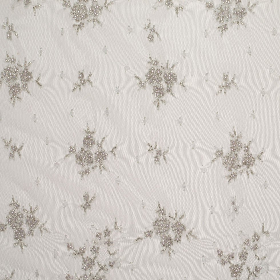 Beaded Lace - Silver Floral