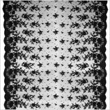 Black Scallop Edge Lacey Floral Beaded Mesh