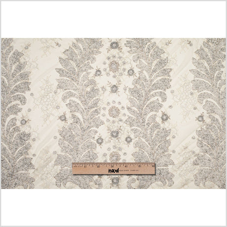 Beaded Lace - Ivory and Silver Floral