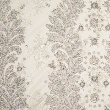Beaded Lace - Ivory and Silver Floral