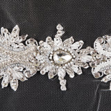 White Beaded Trim with Rhinestones - 3.5"