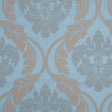 Oil Blue Floral Damask-Pattern Satin Jacquard