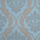 Oil Blue Floral Damask-Pattern Satin Jacquard