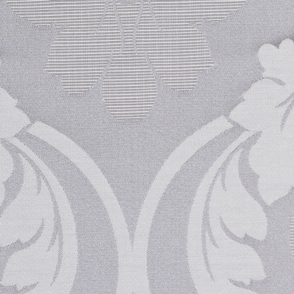 Silver Floral Damask-Pattern Satin Jacquard