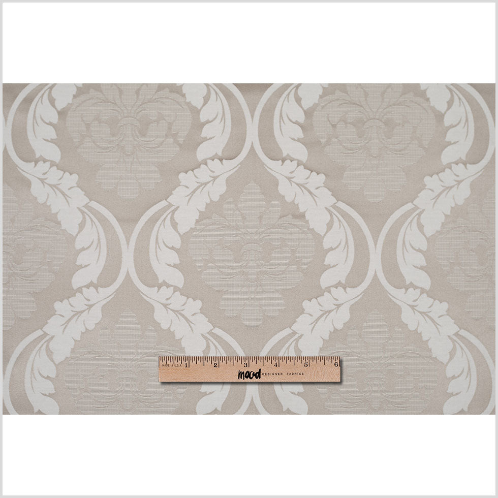 Champagne Floral Damask-Pattern Satin Jacquard