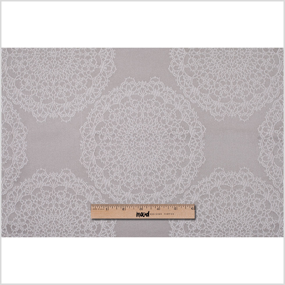 Silver Taupe "Doilies" Satin Jacquard