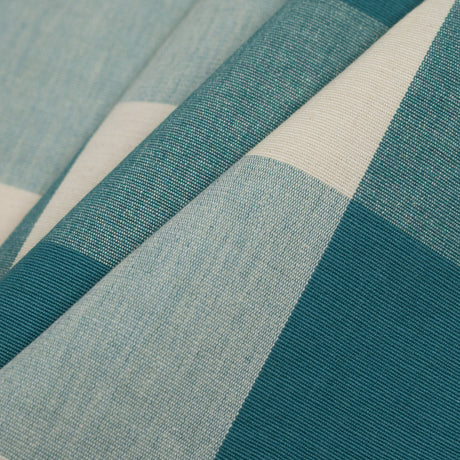 Teal and Cream Buffalo Check Cotton Canvas