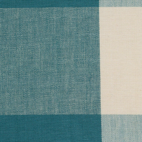 Teal and Cream Buffalo Check Cotton Canvas